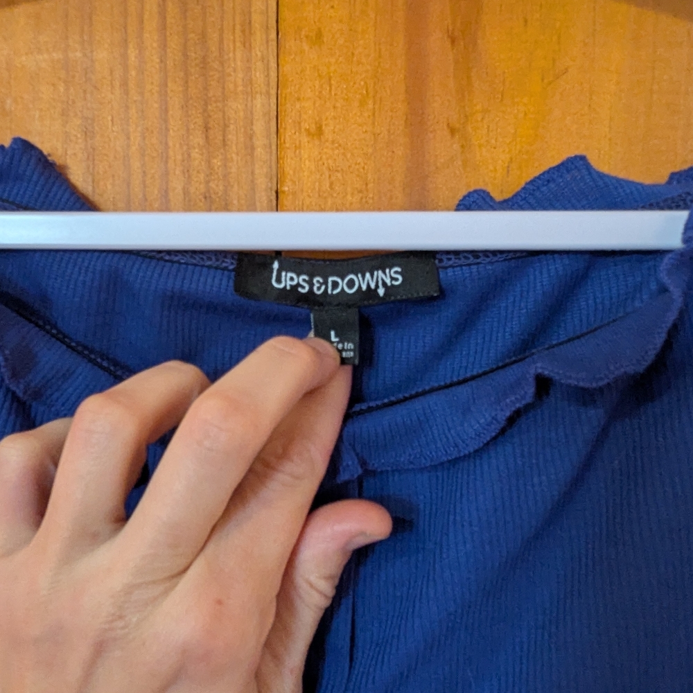 Blue Button-Down Midi Dress - Picture 3 of 3